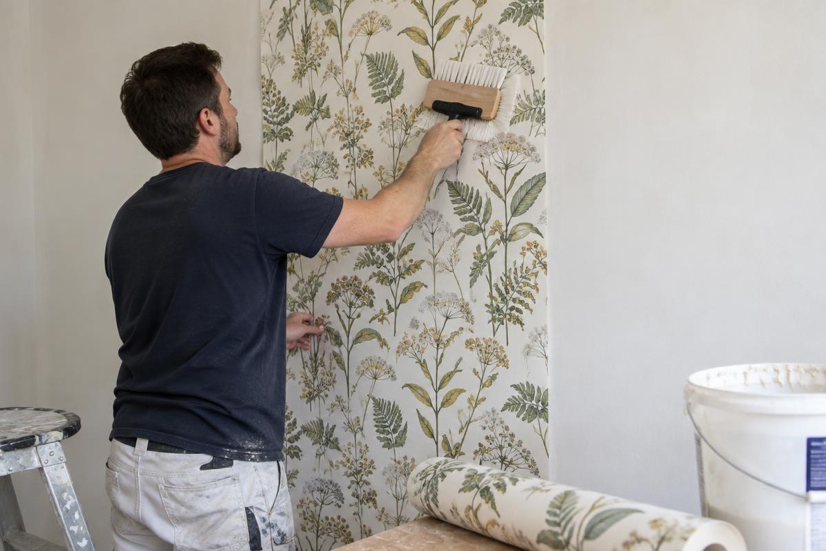 Trabajo de pintura relacionado con Cómo colocar papel pintado paso a paso y evitar errores