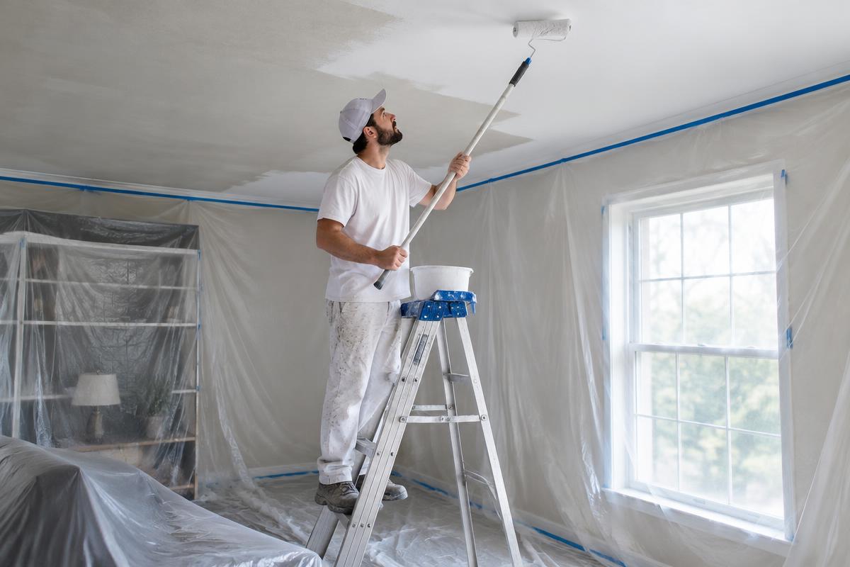 Trabajo de pintura relacionado con Cómo pintar un techo correctamente